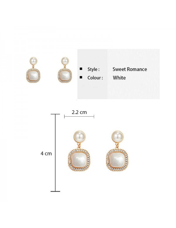 Jewels Galaxy Gold Plated Amazing Korean Square AD-Pearl Drop Earrings