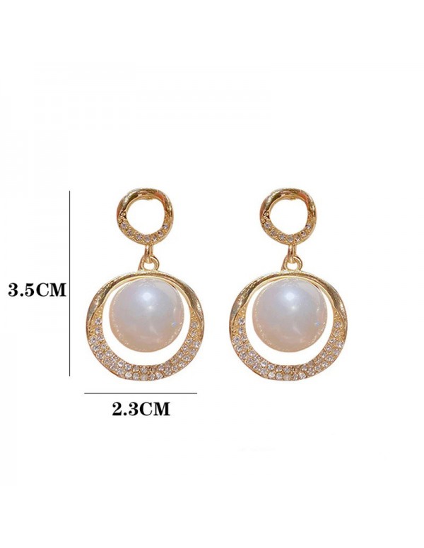 Jewels Galaxy Gold Plated Amazing Korean Circle of Life AD-Pearl Drop Earrings
