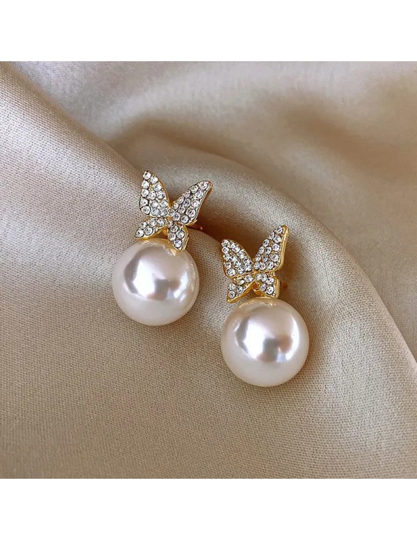 Jewels Galaxy Gold Plated AD and Pearl Butterfly K...