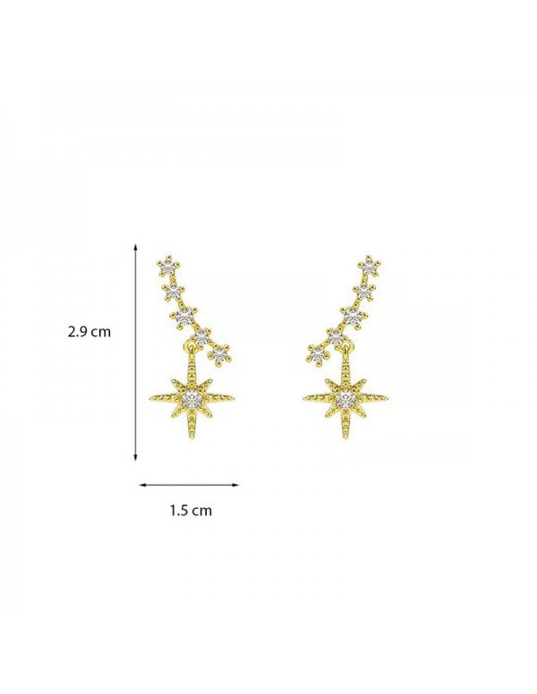 Jewels Galaxy Gold Plated Trending Korean Shuriken and Stars Ear Cuffs Style Drop Earrings