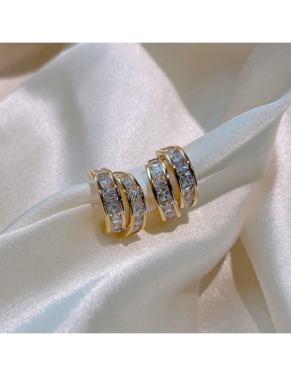 Jewels Galaxy Gold Plated Beautiful Korean Twin Hoop-Like Stud Earrings
