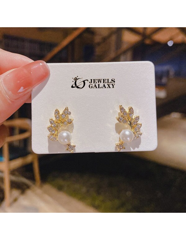 Jewels Galaxy Gold Plated Leaf themed Korean Fashi...