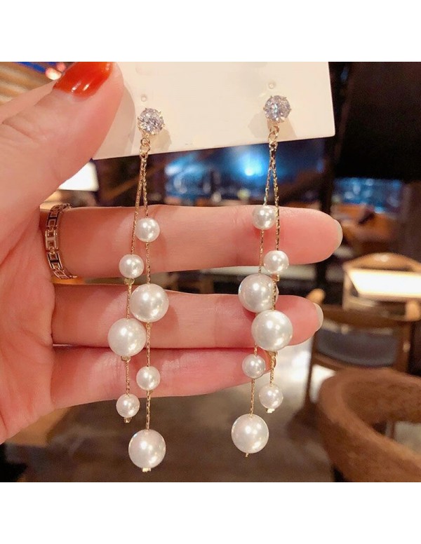 Jewels Galaxy Gold Plated Beautiful Korean White Pearl Drop Earrings