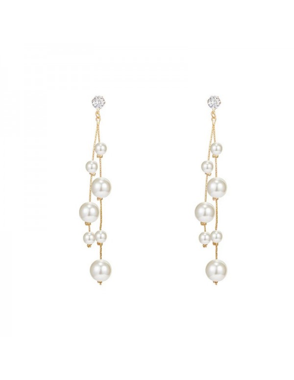 Jewels Galaxy Gold Plated Beautiful Korean White Pearl Drop Earrings