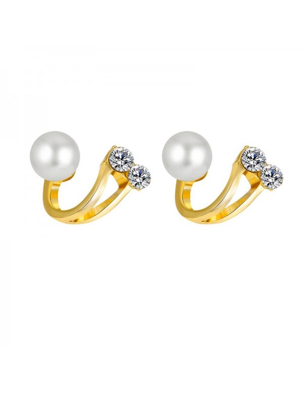 Jewels Galaxy Gold Plated Korean AD and Pearl Quirky Stud Earrings