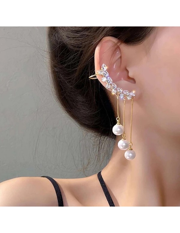 Jewels Galaxy Gold Plated Korean AD Wings Pearl Drop Earrings