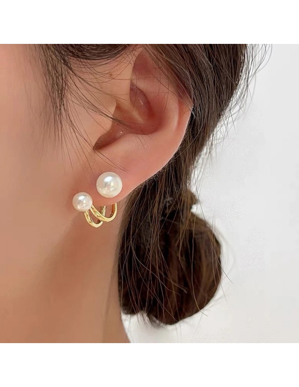 Jewels Galaxy Gold Plated Korean Stunning Dual Pearl Stud Earrings