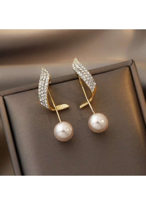Jewels Galaxy Gold Plated Beautiful Korean Wings Themed Pearl Drop Earrings