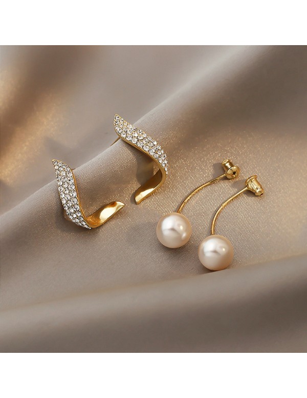 Jewels Galaxy Gold Plated Beautiful Korean Wings Themed Pearl Drop Earrings