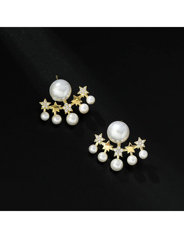 Jewels Galaxy Gold Plated Korean Five-Stars AD Pea...