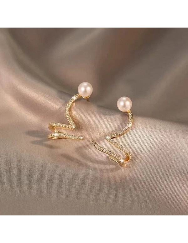 Jewels Galaxy Gold Plated Korean AD Pearl Quirky Stud Earrings