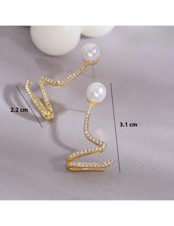 Jewels Galaxy Gold Plated Korean AD Pearl Quirky Stud Earrings