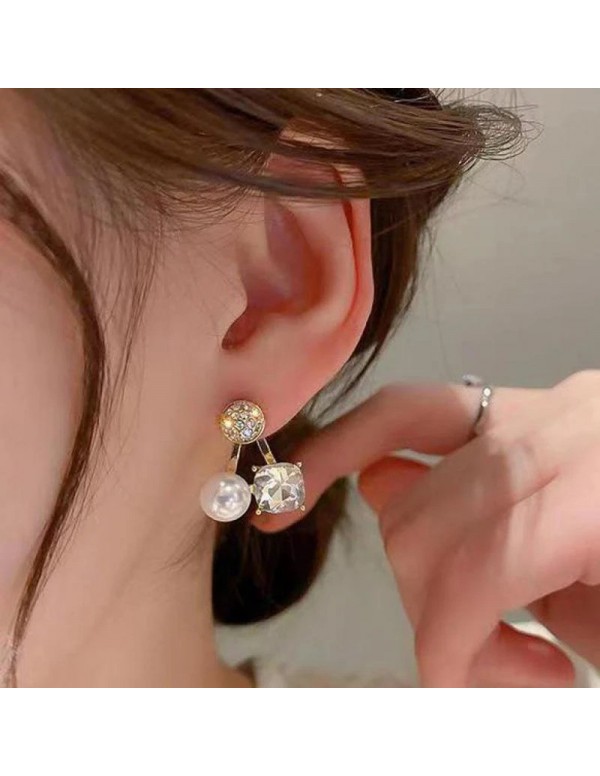 Jewels Galaxy Gold Plated Trendy Korean AD Pearl Unique Stud Earrings