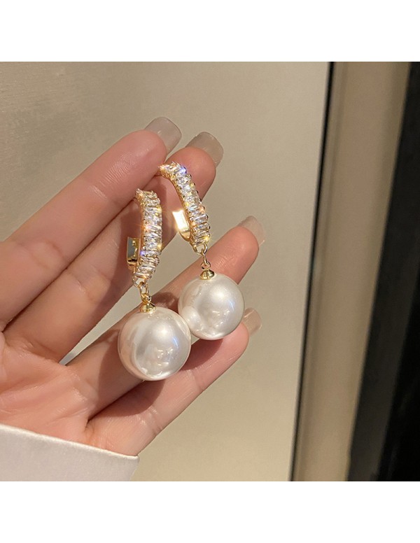 Jewels Galaxy Gold Plated Beautiful Korean AD and Pearl White Circle of Life Drop Earrings