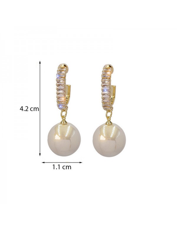 Jewels Galaxy Gold Plated Beautiful Korean AD and Pearl Off White Circle of Life Drop Earrings