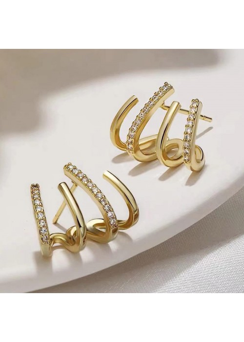 Jewels Galaxy Gold Plated Trendy Korean Earcuff with Claw Themed Stud Earrings