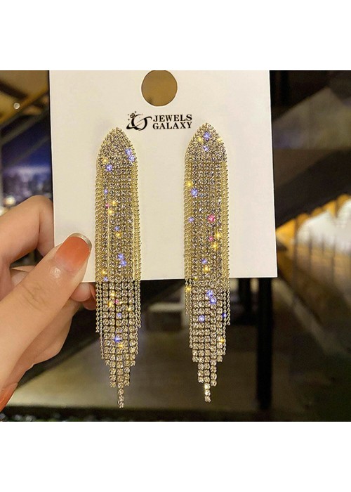 Jewels Galaxy Gold Plated Beautiful Korean Chain Tassel Earrings