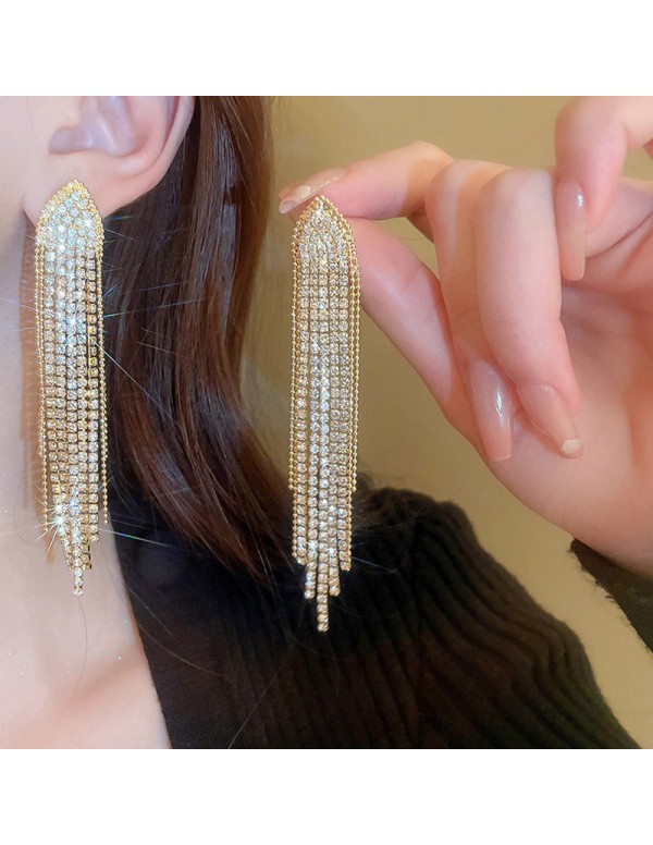 Jewels Galaxy Gold Plated Beautiful Korean Chain Tassel Earrings