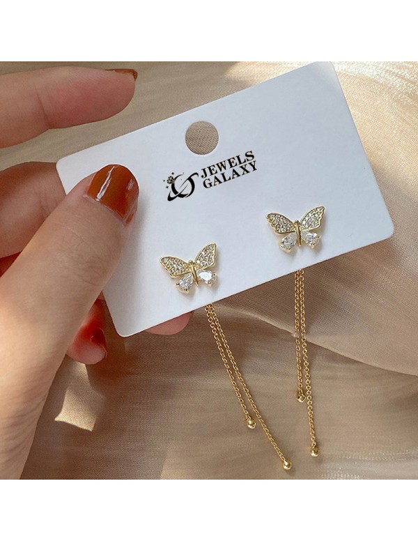 Jewels Galaxy Gold Plated Beautiful AD Butterfly Korean Drop Earrings