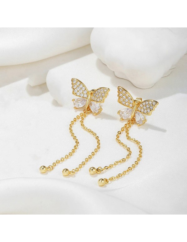 Jewels Galaxy Gold Plated Beautiful AD Butterfly Korean Drop Earrings