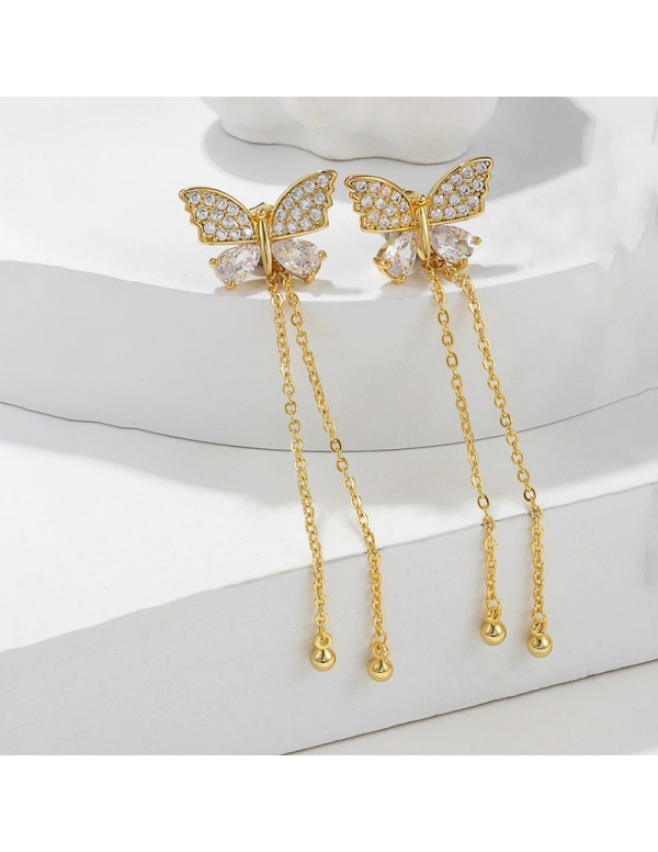 Jewels Galaxy Gold Plated Beautiful AD Butterfly Korean Drop Earrings