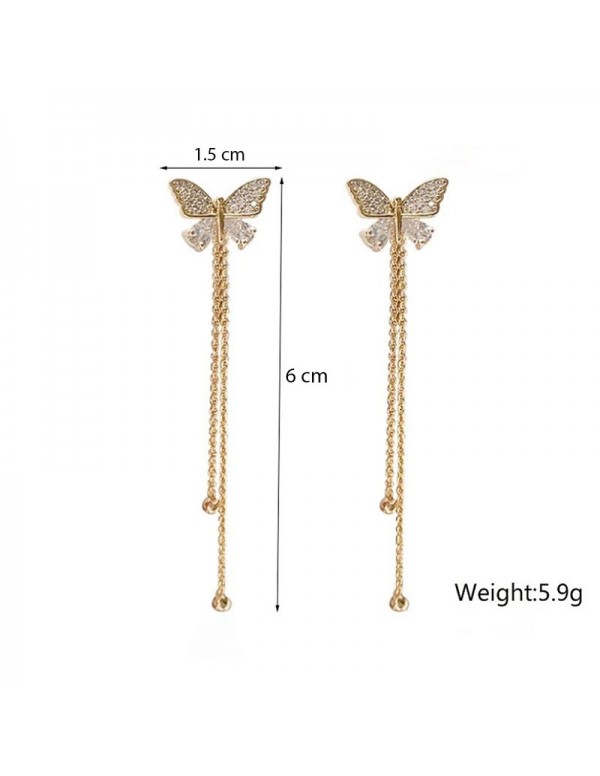 Jewels Galaxy Gold Plated Beautiful AD Butterfly Korean Drop Earrings