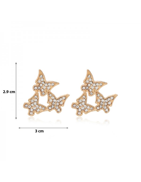 Jewels Galaxy Gold Plated Amazing Triple Butterflies Korean Stud Earrings
