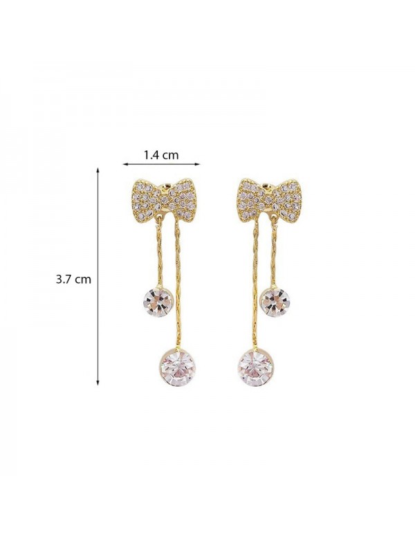 Jewels Galaxy Gold Plated Beautiful Korean Bow Tie themed AD Drop Earrings