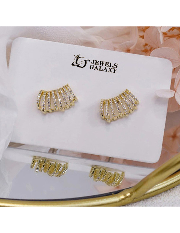 Jewels Galaxy Gold Plated Korean 8 Lines AD Studde...