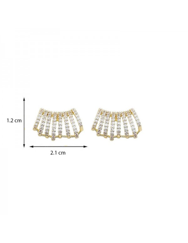 Jewels Galaxy Gold Plated Korean 8 Lines AD Studded Stud Earrings