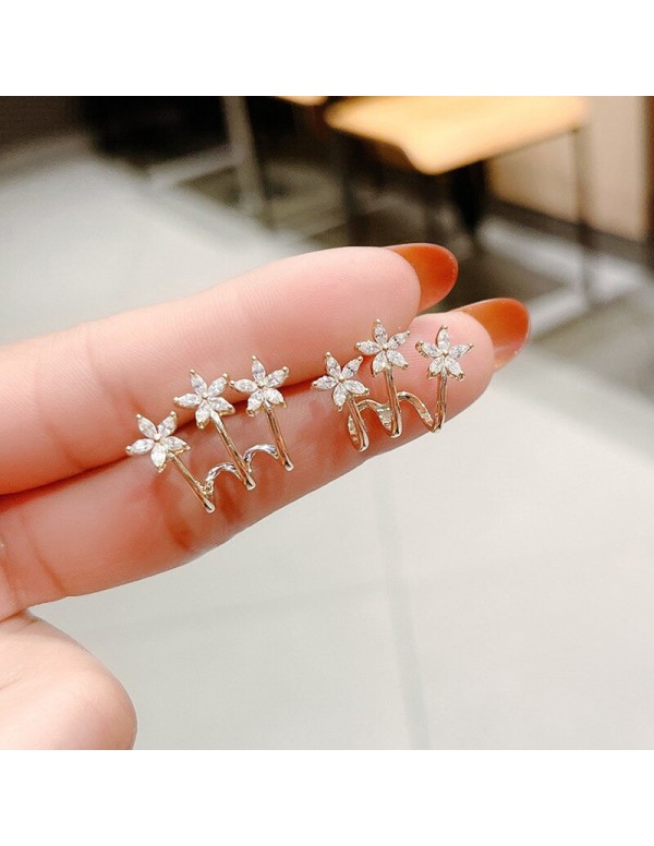 Jewels Galaxy Gold Plated Trending Korean Triple Stars No Piercing Ear Cuffs