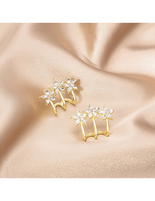 Jewels Galaxy Gold Plated Trending Korean Triple Stars No Piercing Ear Cuffs