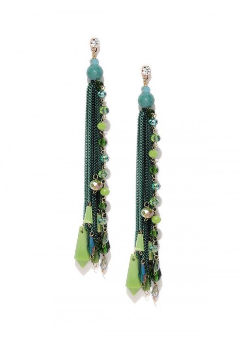 Jewels Galaxy Green Luxuria Gold-Plated Handcrafted Contemporary Drop Earrings 9538