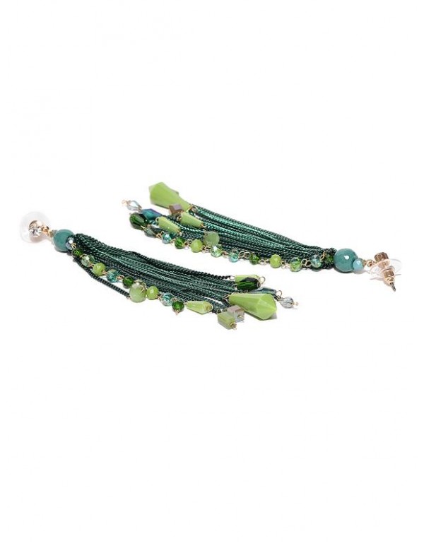 Jewels Galaxy Green Luxuria Gold-Plated Handcrafted Contemporary Drop Earrings 9538