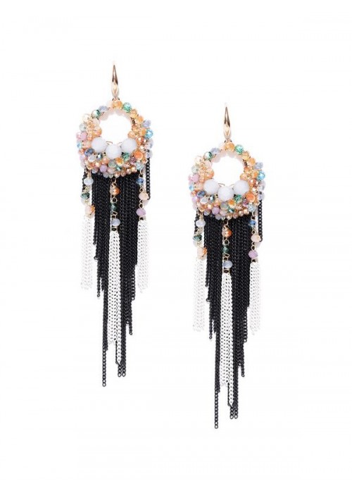 Jewels Galaxy Multicoloured Luxuria Gold-Plated Handcrafted Circular Drop Earrings 9662