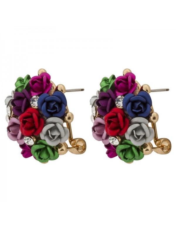 Jewels Galaxy Limited Edition Elegant AAA AD Delicate Rose Design Traditional Adorable Gold Plated Earrings For Women/Girls (Multi-color) 9681