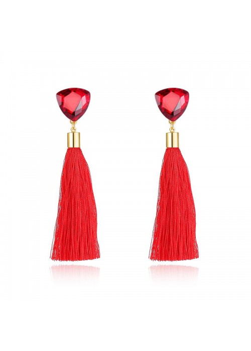 Jewels Galaxy Red Gold-Plated Tasseled Contemporary Drop Earrings  9702