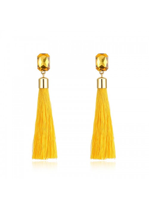 Jewels Galaxy Yellow Gold-Plated Tasseled Contemporary Drop Earrings  9706