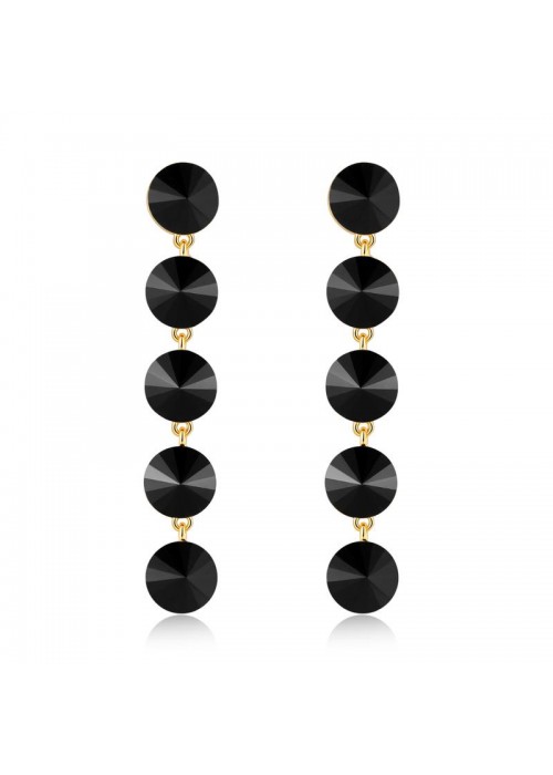 Jewels Galaxy Black Gold-Plated Circular Drop Earrings  9735
