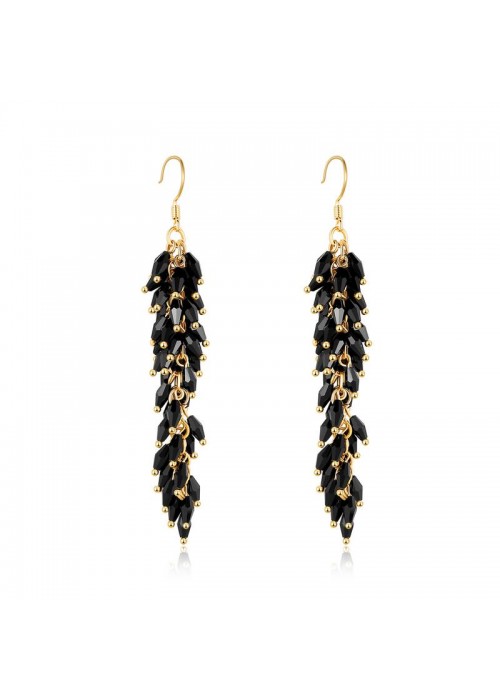 Jewels Galaxy Black Gold-Plated Beaded Contemporary Drop Earrings  9740