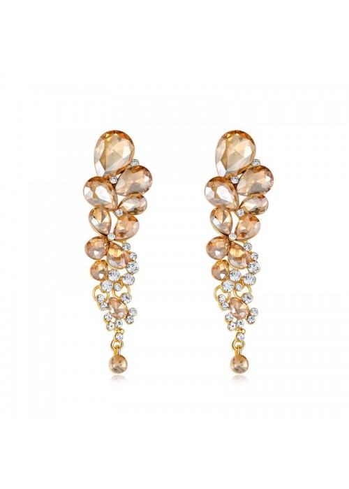 Jewels Galaxy Yellow Gold-Plated Stone-Studded Contemporary Drop Earrings  9742