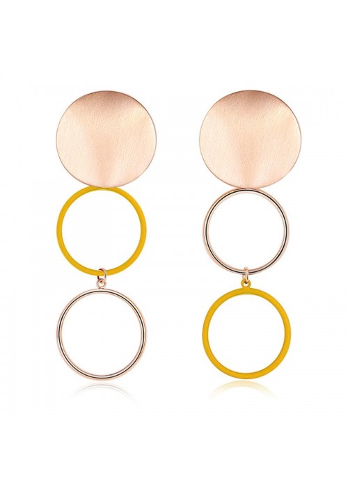 Jewels Galaxy Yellow Gold-Plated Circular Drop Earrings  9803