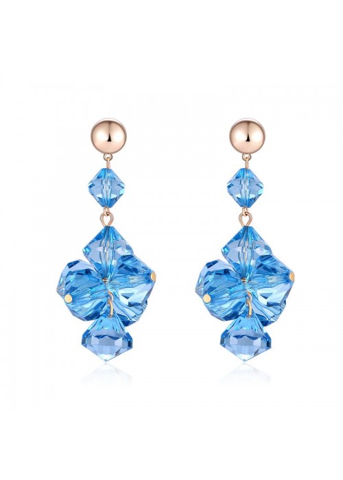 Jewels Galaxy Blue Gold-Plated Contemporary Drop Earrings 9811