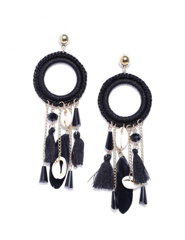 Jewels Galaxy Black Gold-Plated Handcrafted Tassel...