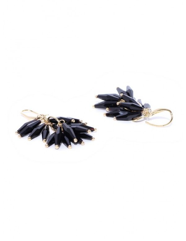 Jewels Galaxy Black Gold-Plated Handcrafted Contemporary Drop Earrings 35102
