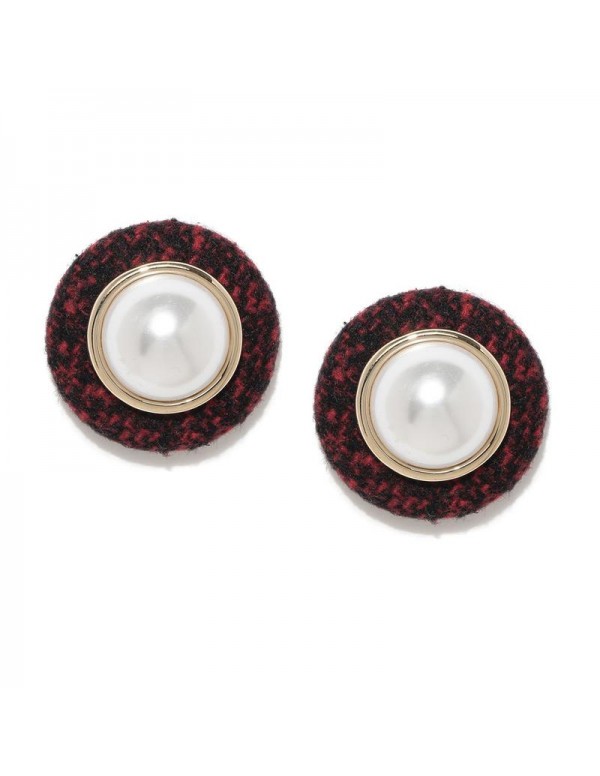 Jewels Galaxy Black & White Luxuria Gold-Plated Handcrafted Circular Studs 9500