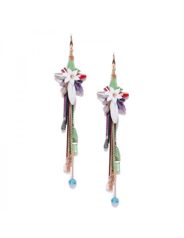 Jewels Galaxy Multicoloured Gold-Plated Handcrafted Contemporary Drop Earrings 9530