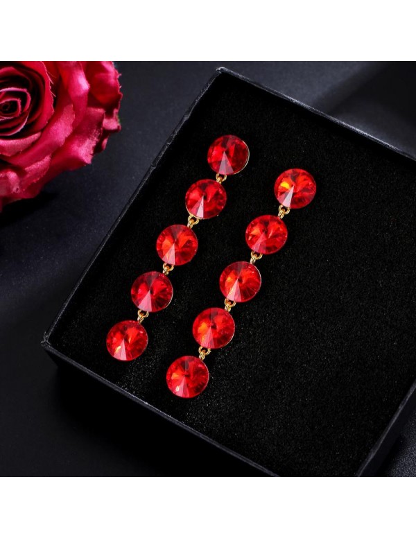 Jewels Galaxy Red Gold-Plated Circular Drop Earrings  9737