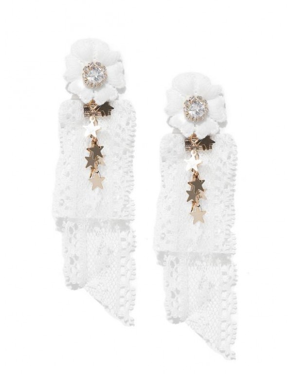 Jewels Galaxy Cream-Coloured & Gold-Toned Feather Shaped Drop Earrings  9805