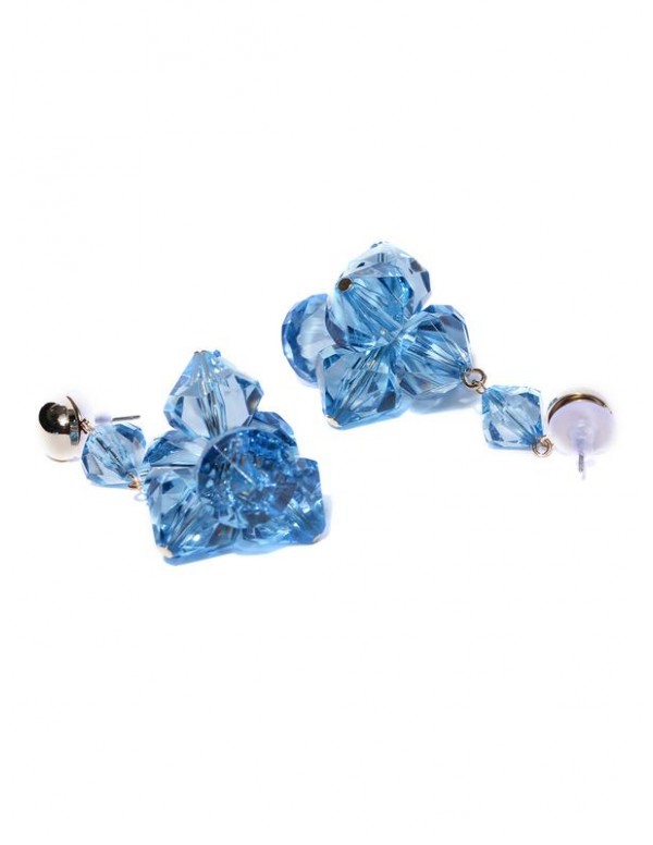 Jewels Galaxy Blue Gold-Plated Contemporary Drop Earrings 9811